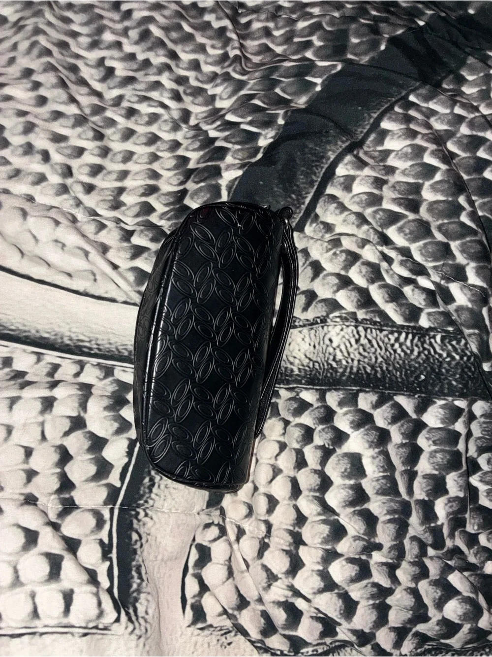 CHANEL Black Embossed Leather Sunglasses Case